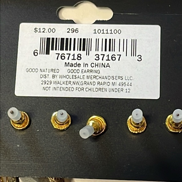 NWT Massini Set of 3 Fashion Earrings Crystal Jewel Gold Tone - Picture 7 of 7